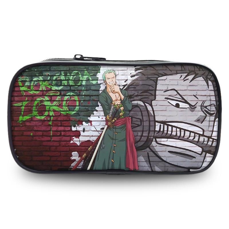 Durable One Piece Wano Themed Zoro Luffy Student Pen Bag With Prints