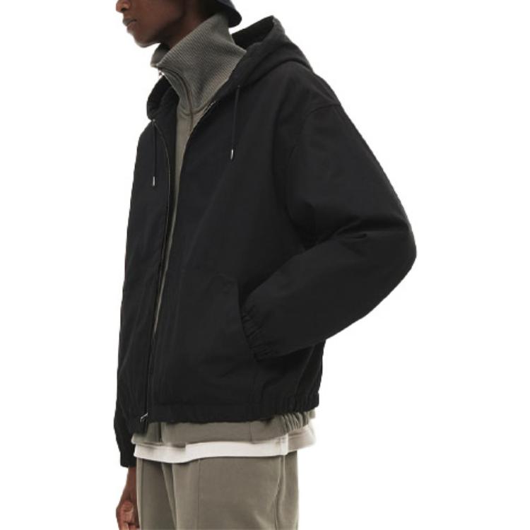 UNIQLO Solid Color Casual Zip-Up Hooded Jacket Men jackets Black 452169-09