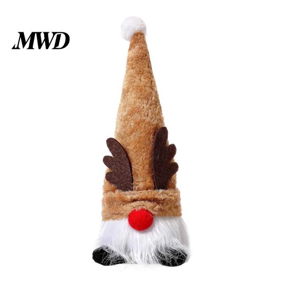 Winter Festival Decorations Christmas Gnome Figurine, Snowflake Knit Hat LED Light Up Rudolph Living Room Wall Decor Doll, Nordic Noel Plush Ornament