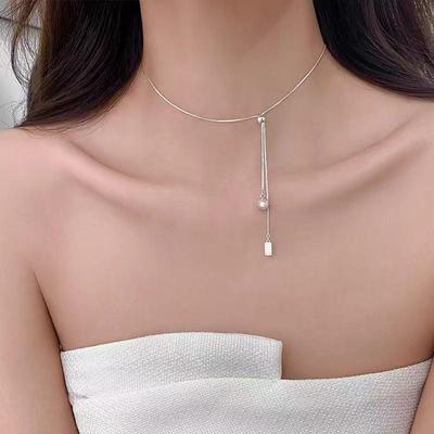 2026 Neue S925 Sterling Silber Perlenkette: Elegante Leichte Luxus-Anhänger-Schlüsselbein-Kette für Damen