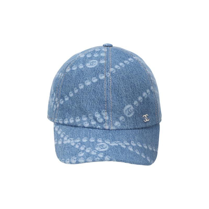 

CHANEL [25P Spring and Summer] Print Design - Peaked Cap Unisex Couple Style Blue синій