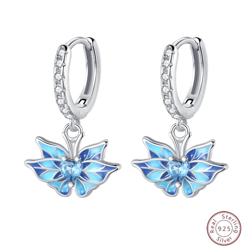 Sweet 925 Silver Ladybug Butterfly Dragonfly Iris Flower Design Earrings Fit Wedding Parties Exquisite Jewelry