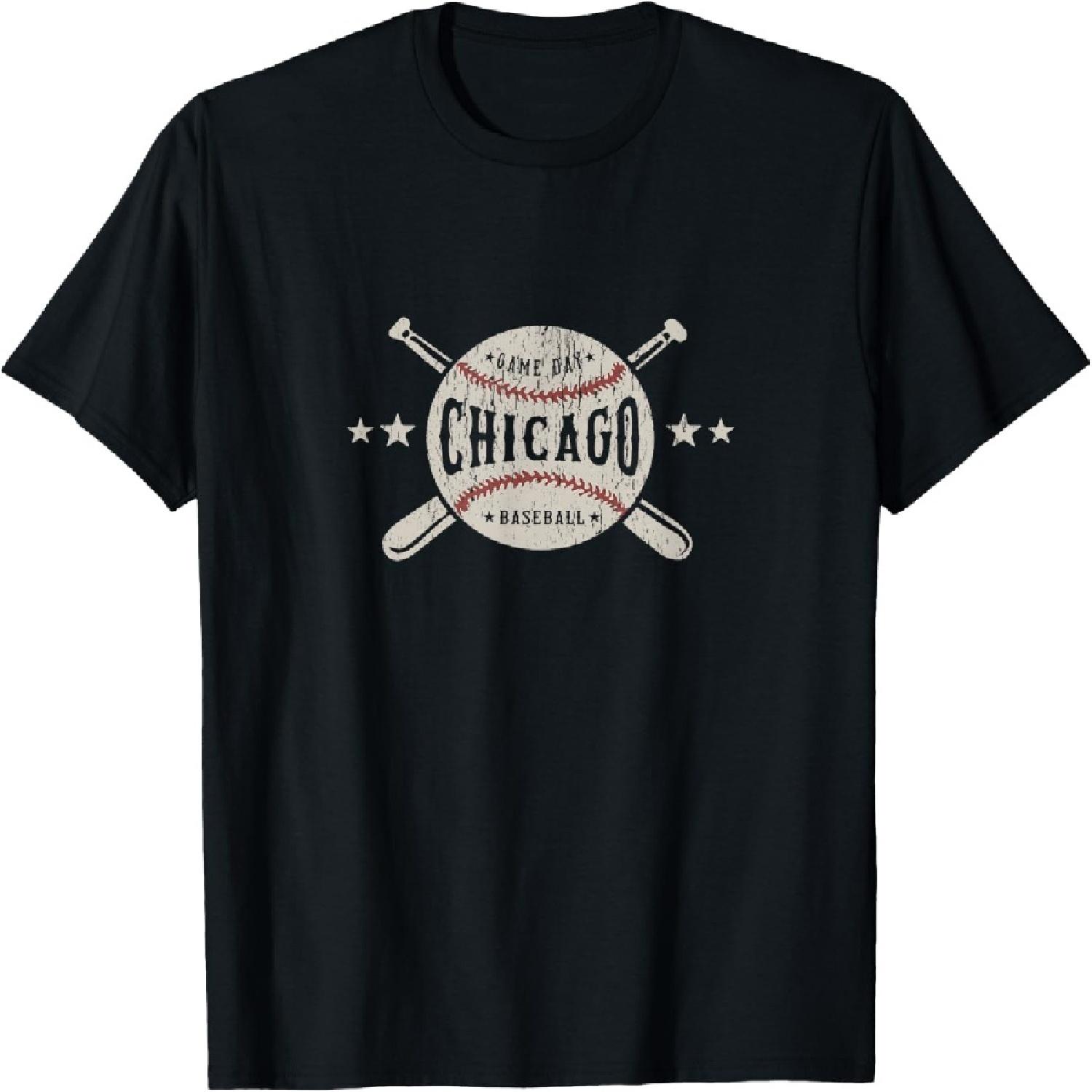 Chicago Illinois IL T-Shirt Vintage Baseball Graphic Tee T-Shirt XXXXXL разноцветный