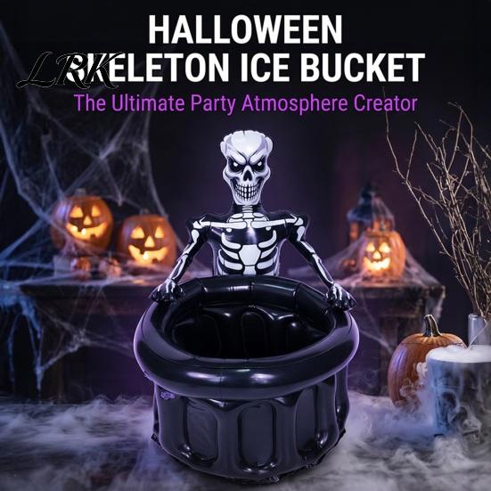 Snack And Candy Storage Bucket Inflatable Skull Ice Bucket, Halloween Party Drink Tub, Skeleton Waterproof Beer Cooler for Decor, Beverage Outdoor
