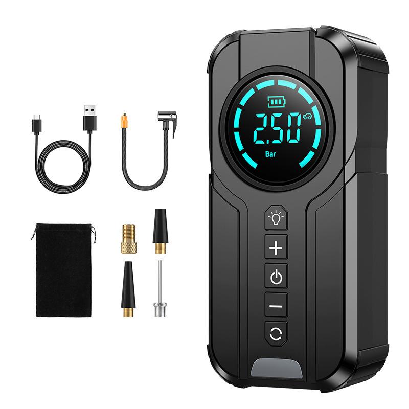 Portable Wireless Car Tire Inflator Air Compressor 6000mAh Battery Rechargeable Tyre Air Pump for Sedan Vehicle Motorcycle Bike
