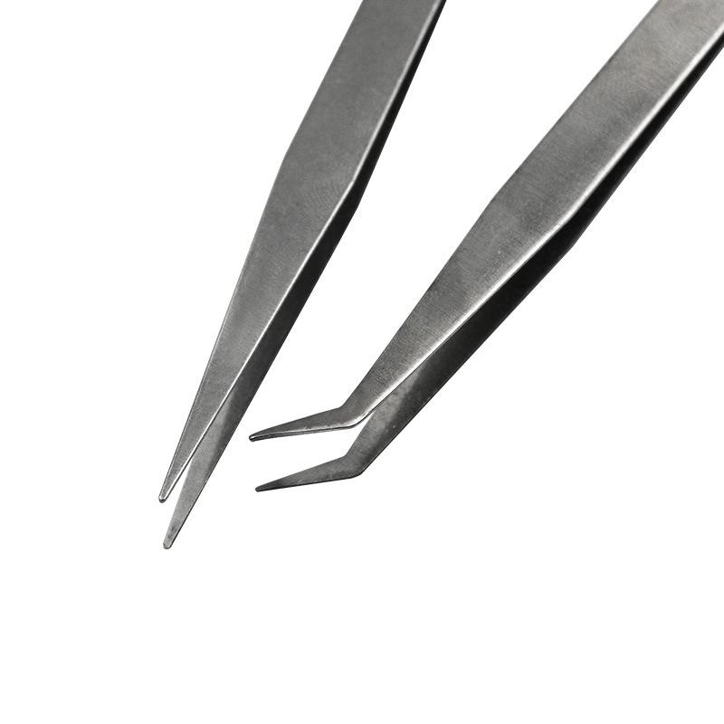 Stainless Steel Precision Tweezers Set - Elbow & Straight for DIY and Repairs