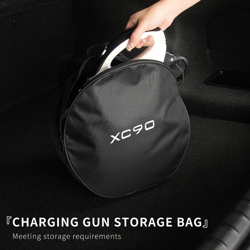 Car Charging Cable Organizer Trunk Storage Bag For Volvo XC90 XC60 C30 T6 S60 C70 XC40 V40 XC70 V70 V60 V50 S80 S40 AWD V90 S90