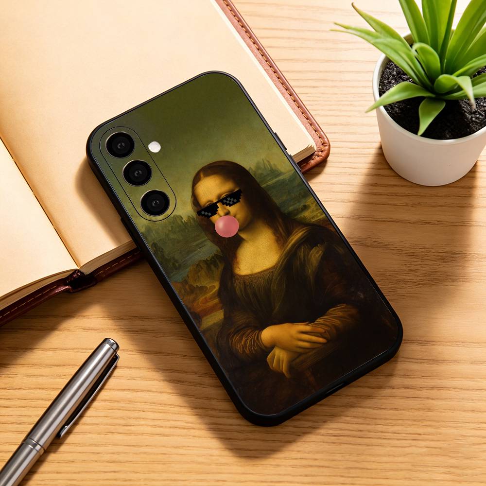Aesthetic Funny David Mona Lisa-a Phone Case For Samsung Galaxy A73,A72,A71,A70,A53,A52,A51,Soft Silicone Black Cover