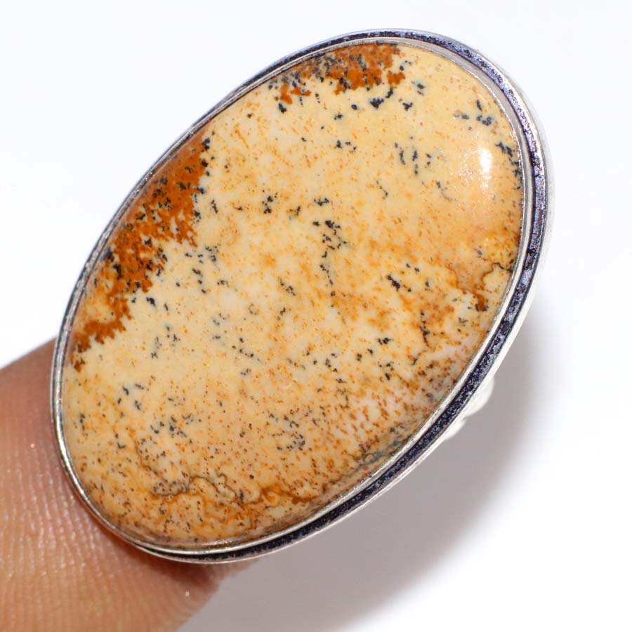 Picture Jasper 925 Silver Plated Ring US 5.5 Summer Collection P7G39
