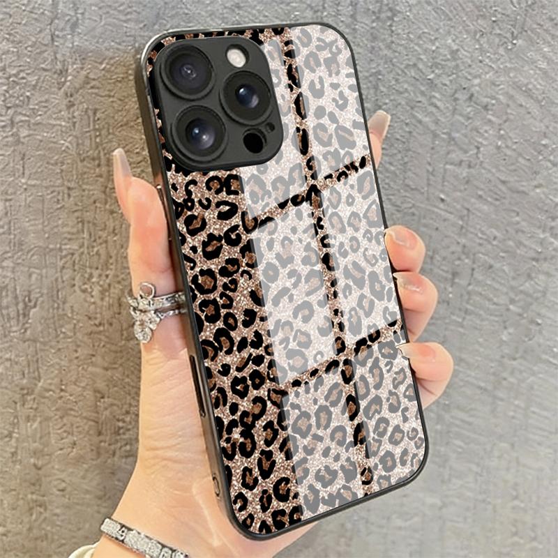 Full Screen Leopard Print Tempered Glass Phone Case For Samsung Galaxy S26 Ultra S24 Plus S25 Ultra 5G S23 FE Lens Protect Cover