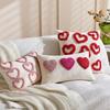 Romantic Valentine Heart Pattern Pillowcase Velvet Hidden Zipper Tufted Cushion Case Minimalist Embroidery Throw Pillow Cover