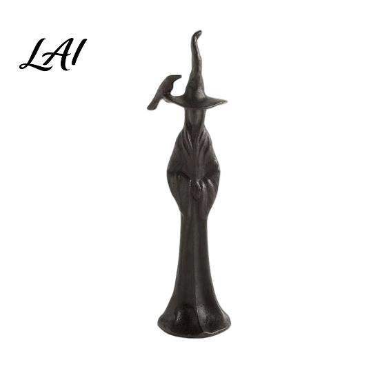 Black Cat Statue Abstract Witch Figurine Resin Statue Gothic Heavy Duty Crafts Ornament Halloween Tabletop Decor for Home Mantel Office Desk Retro