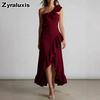 Summer New Leaf Edge Ruffled Elegant Dress Women's Clothing