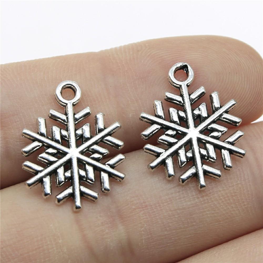 20 Stück Metall Zinklegierung Gemischte Größen Schneeflocken Anhänger Passend für Schmuck Weihnachtsanhänger Komponenten DIY Handgemachtes Basteln