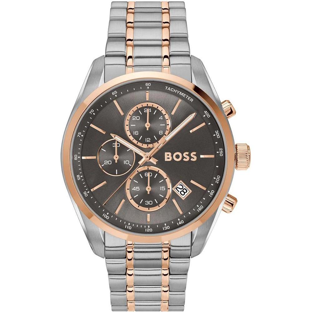 BOSS Grand Prix Grey Bicolor Rose Stainless Steel Bracelet Men s Quartz Watch 1514252 серый