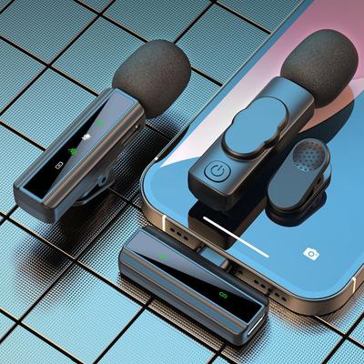 J7 Wireless Lavalier Microphone Dual TransmittersClip-On Mic for TikTok Live Streaming VloggingVideo Recording Plug & Play Audio