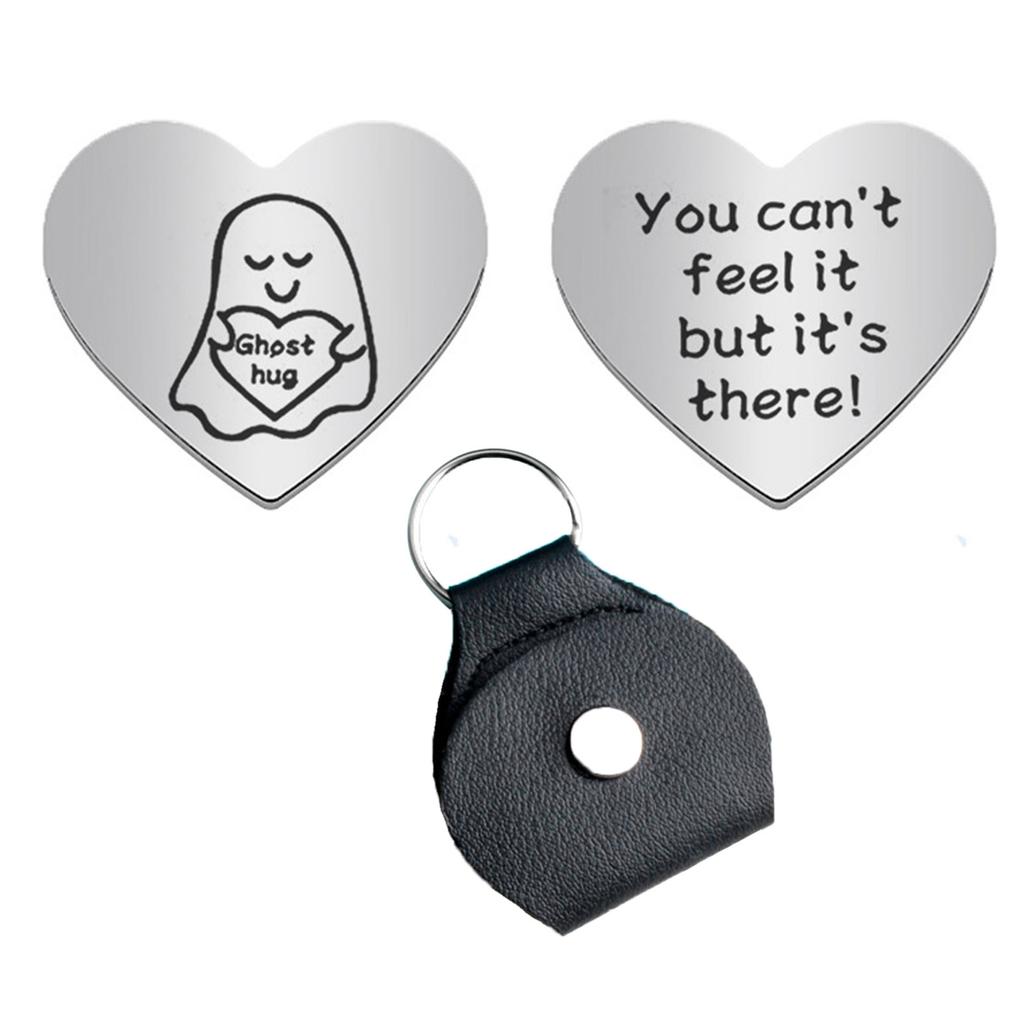 PU Cover Heart Keychain Stainless Steel Keychain Little Pocket Hug from Mom Keyring for Women Girl Party Ornament