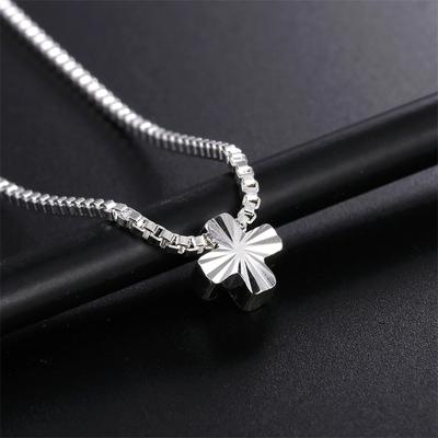 Charm Kreuz 925 Sterling Silber Damen Halskette Schmuck Damen Mode niedlichen Anhänger Hochzeit