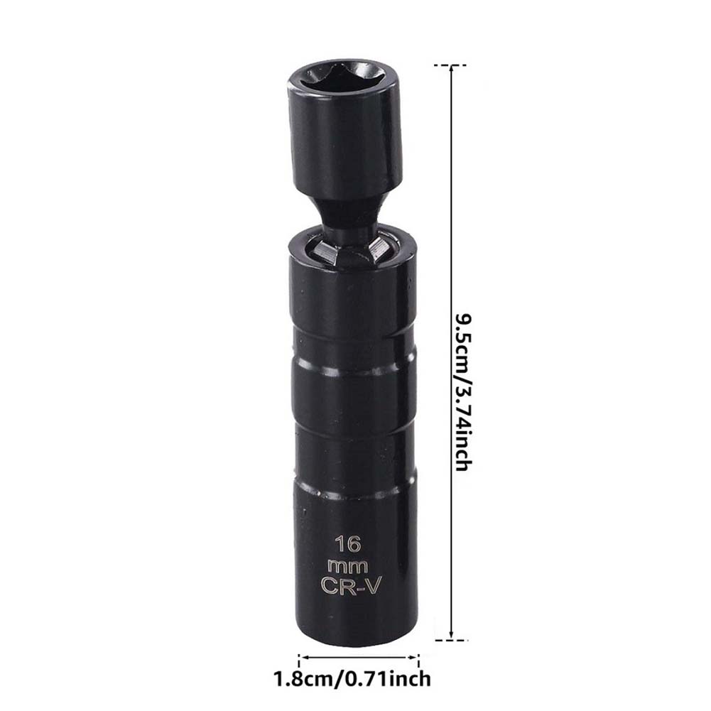 

1pc 14/16mm Magnetic Thin Wall Joint SparkPlug Socket Angle Flexible Socket Wrench 3/8 Drive Square Head 12 Corners Socket