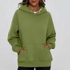 Ladies' Fashionable Solid Color Casual Hooded Pocket Long Sleeved Top
