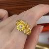 Glittering Floral Adjustable Ring Luxury Gold Plated Ring Rhinestone Accent Ring  Special Occasion