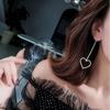 Long Luxury Rhinestone Earrings For Women Big Heart Crystal Simple Korean Statement Dangle Wedding Earring Jewelry Party