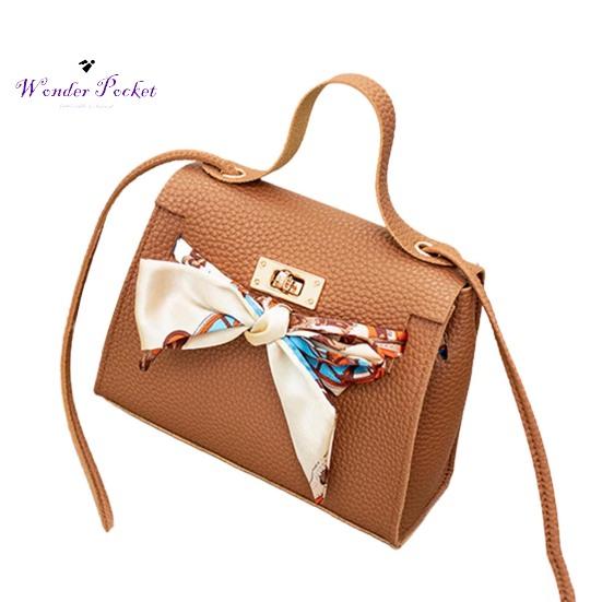 

Женский повседневный шелковый шарф с бантом, квадратная сумка через плечо, дорожная сумка на плечо коричневый