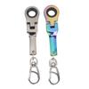 Flexible 10mm Ratchet Wrench Metal Keychain with 180 Degree Flexible Rotation Head for Fastening Application