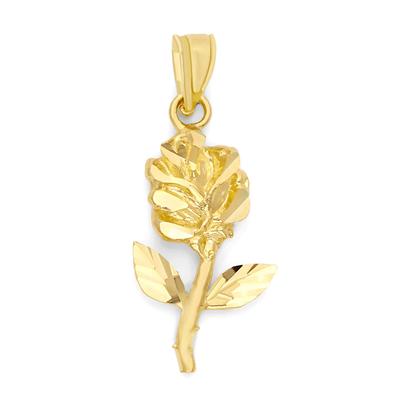 Collier avec pendentif en or massif 10 carats véritable et rose, bijou romantique en forme de fleur, cadeau d'anniversaire de mariage pour elle