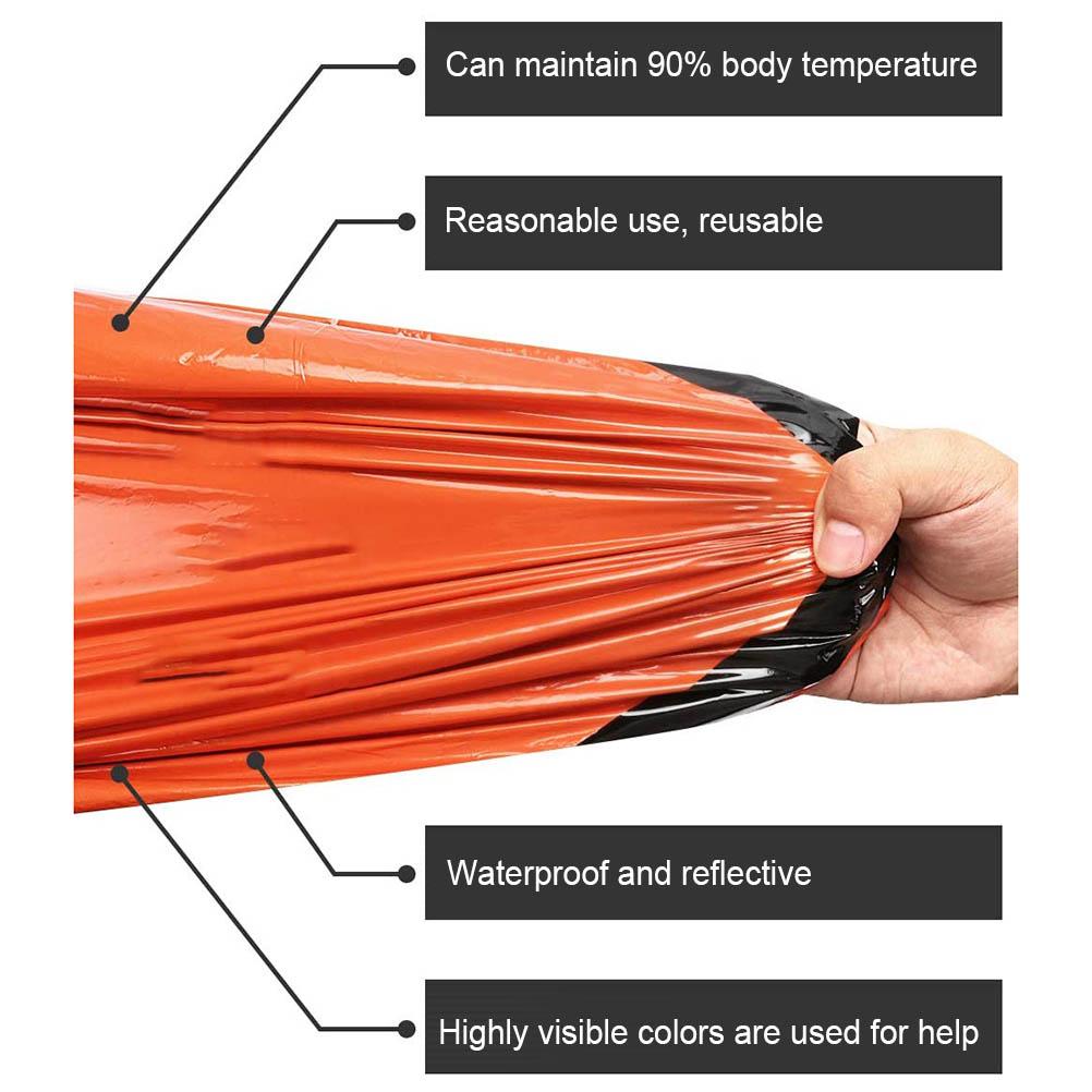 Emergency Sleeping Bag Waterproof Ultralight Thermal Sleeping Bag Lengthened PE Aluminum Film Survival Blanket for