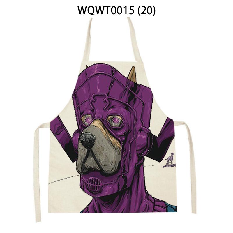 Adult Kids Kitchen Apron Funny Cartoon Dog Printed Sleeveless Linen Baking Aprons for Men Women Home Cleaning Tools Delantal