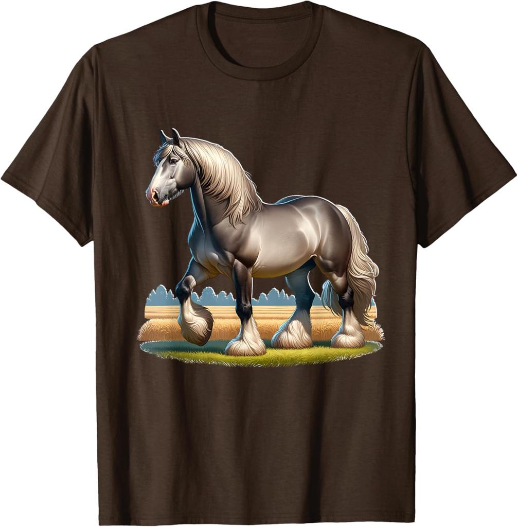 Majestic Belgian Draft Horse Graphic Print Men's Casual Cotton T-Shirt Trip Wear