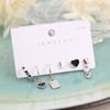 6PCS Black Heart Earrings Set for Women Simple Temperament Ladies Hoop Earrings Holiday Jewelry Gifts