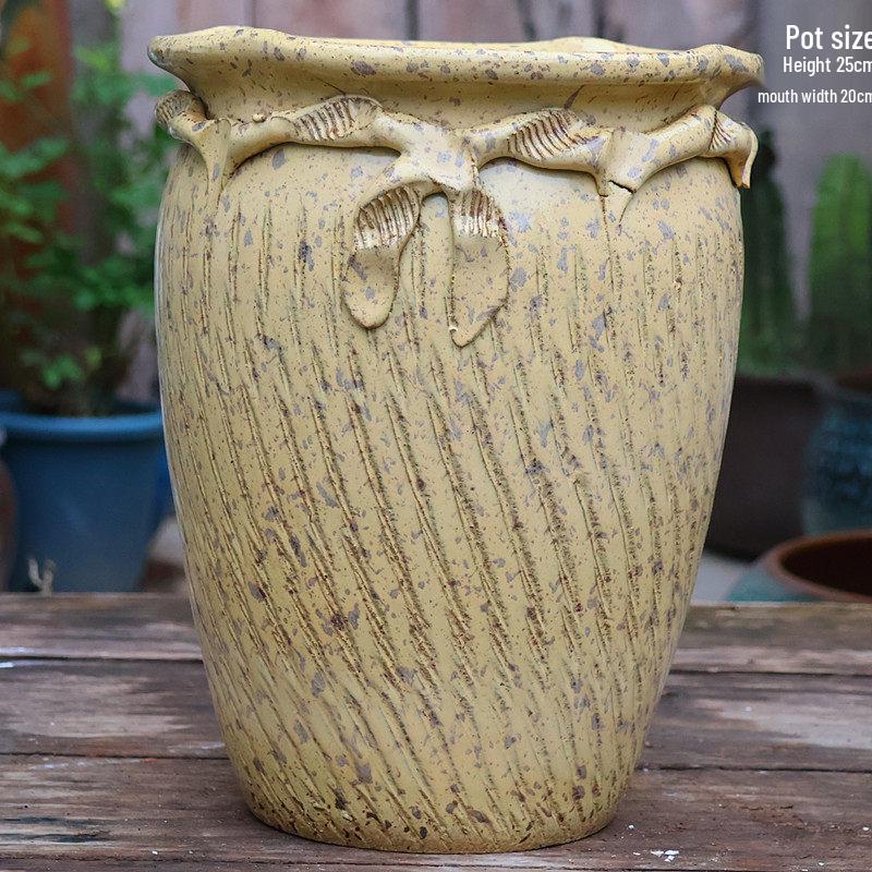 Retro Ceramic Zisha Pot: Large Succulent Planter with Rustic Personality