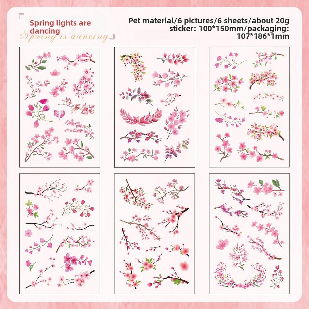 6Sheets Branches Leaves Stickers Embelishment Collage Stickers Plant Flowers for Scrapbooking Junk Journal Diary Stickers