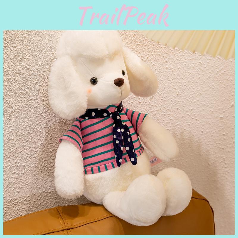 White Cartoon Dog Animal Stuffed Plush Toy Scarf Doll Children Gifts Birthday