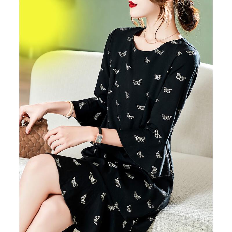 

Firstview Women s Casual Three-Quarter Sleeve A-Line Short Dress XL