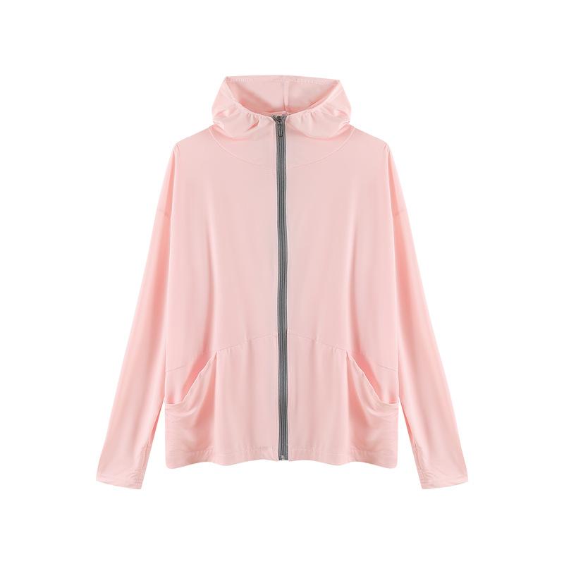 Women's Summer Ice Silk Sun Protection Jacket UPF50 Lightweight Anti-UV Hooded Coat