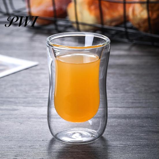 Glass Cup Double Wall Design Transparent Juice Coffee Mug for Restaurant Tea