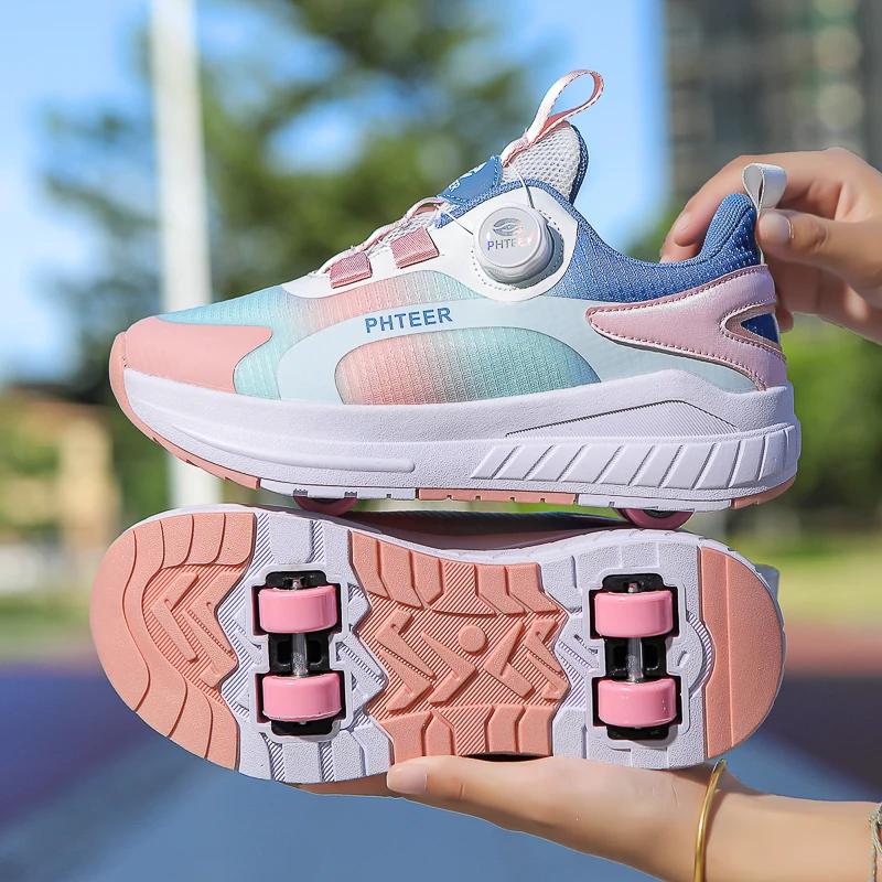 2026 the Latest Girls' Roller Skates Outdoor Breathable Wear-resistant Four-wheel Wheel Shoes Student Roller Skates