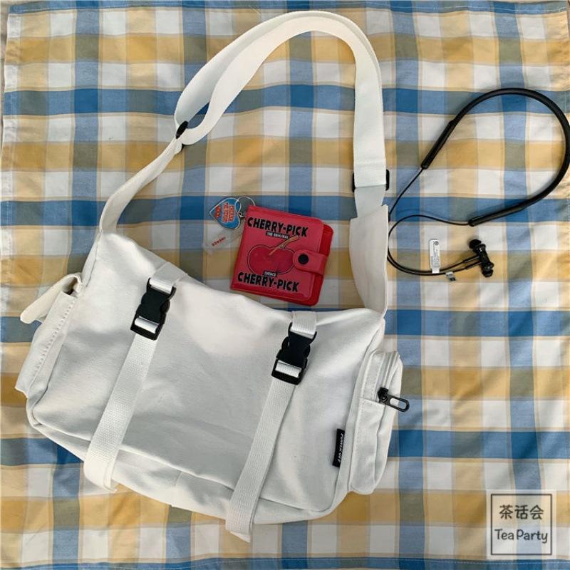Market-6 Canvas Crossbody Tassen voor Dames Jeugd Mannen Mode Casual Grote Capaciteit Handtassen Schoudertassen Effen Kleur Dames Messenger Bag