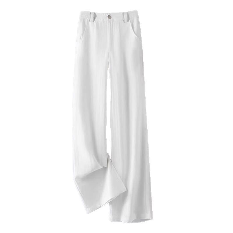 2024 Soft Breathable Wide-Leg Women's Summer Pants: High-End Sweat-Absorbent, Drapey Casual Straight-Leg Style