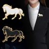 Horse Brooch Chinese Style Enamel Pin Smooth Line Design Animal Pin Metal Edging Lightweight Suit