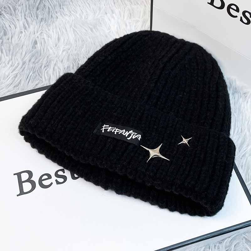 Autumn and winter letter hat women's fashion wool hat warm versatile sweet cool air cold hat show face small knitted hat tide