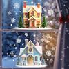 Christmas Double House Window Cling Removable Waterproof PVC Merry Christmas Winter Cabin Static Glass Sticker Holiday Party Decoration Decal