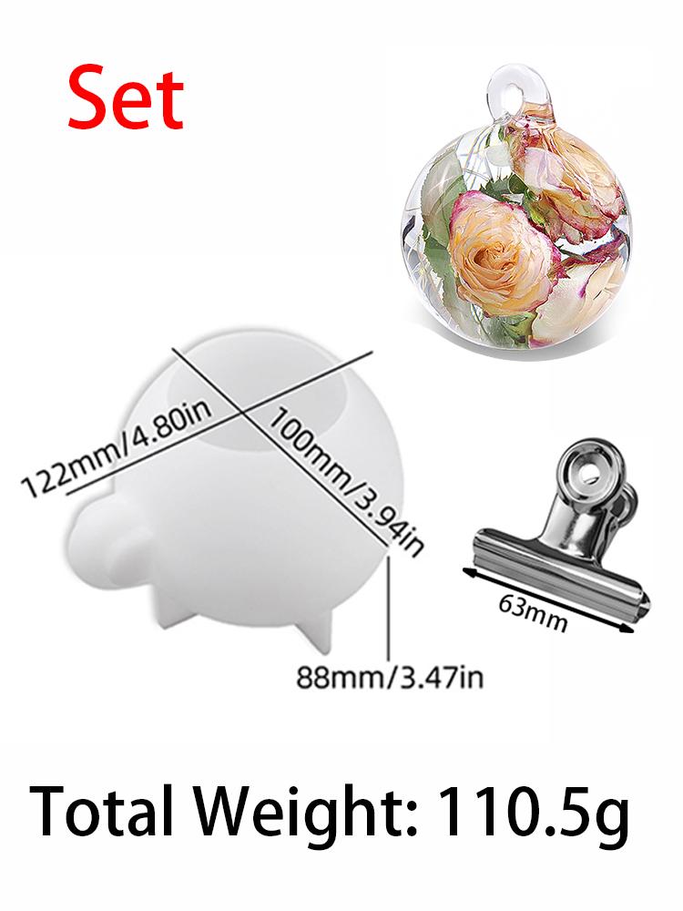 DIY Crystal Epoxy Resin Sphere Mold 3D Multi Size Desktop Ornamental Crafts Making Kit Perforated Ball Hanging Bracket Mirror Si