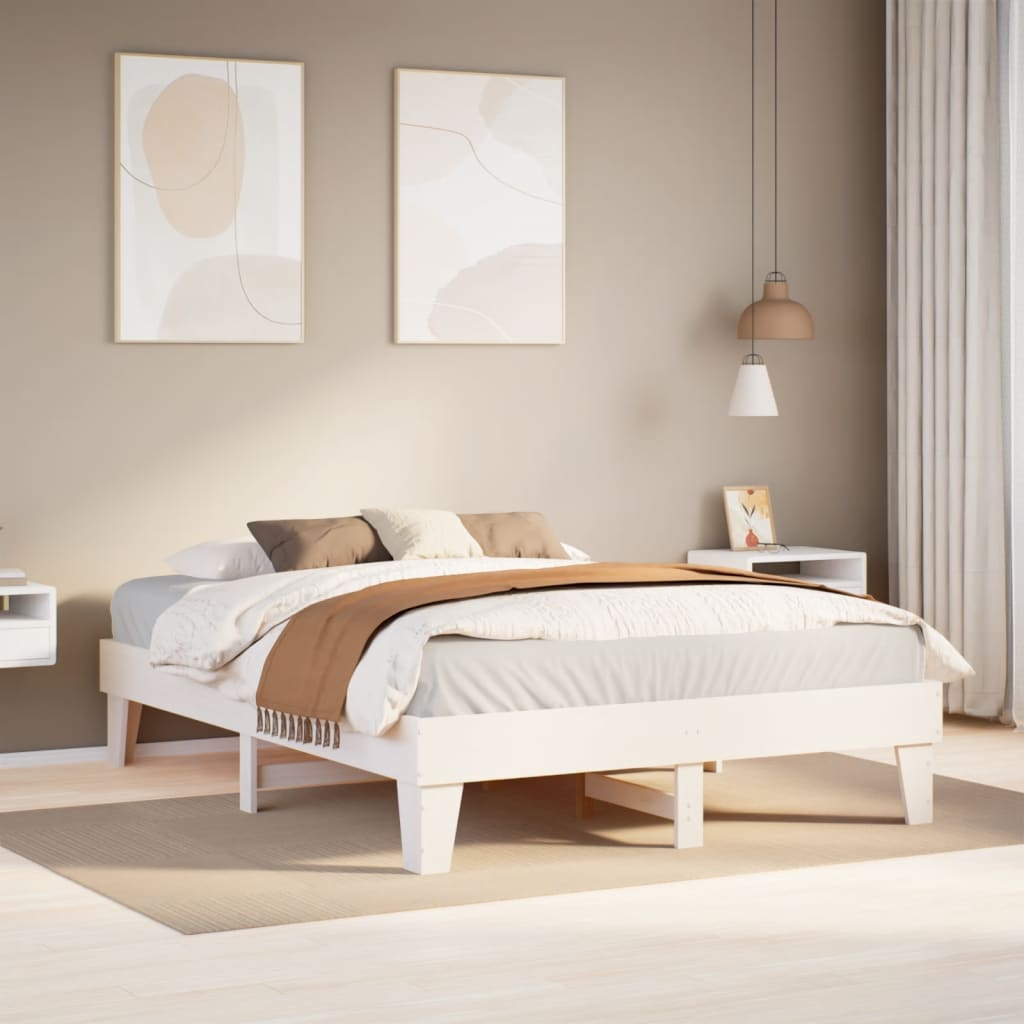Solid Wood Bed without Mattress White 150 x 200 cm Pine Wood