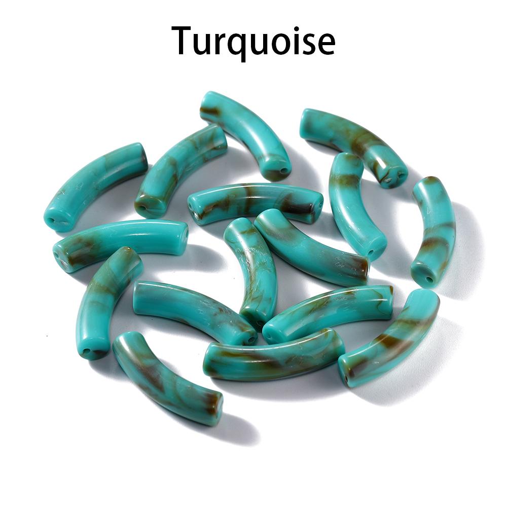10pcs/lot 10*33mm Acrylic Beads Curved Tube Multicolor Loose Spacer Beads For Necklace Bracelets DIY Jewelry Making Accessories