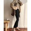 2022 Autumn Winter Jeans Korean stytle Women High Waist Jean Retro Design Slim Flare Denim Trousers Elegant Harajuku All-match