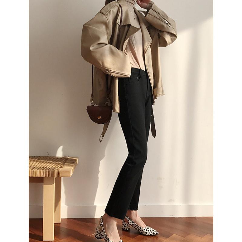 2022 Autumn Winter Jeans Korean stytle Women High Waist Jean Retro Design Slim Flare Denim Trousers Elegant Harajuku All-match